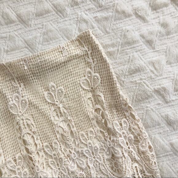 ASTR Cream Crochet Lace Fringe Mini Skirt - Picture 3 of 5